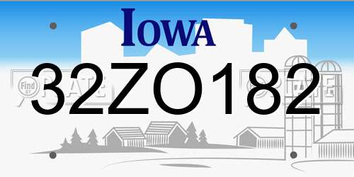 32ZO182 Iowa License Plate