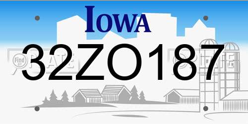 32ZO187 Iowa License Plate
