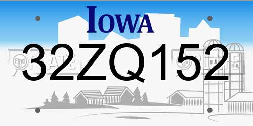 32ZQ152 Iowa License Plate