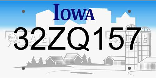 32ZQ157 Iowa License Plate
