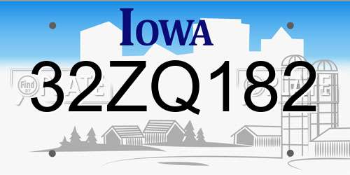 32ZQ182 Iowa License Plate