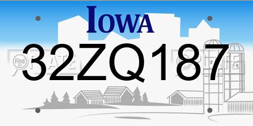 32ZQ187 Iowa License Plate