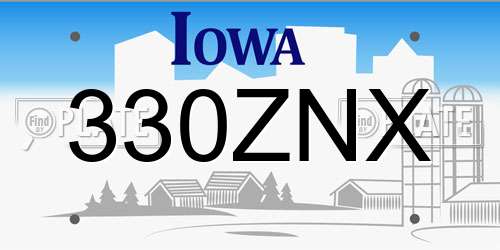 330ZNX Iowa License Plate