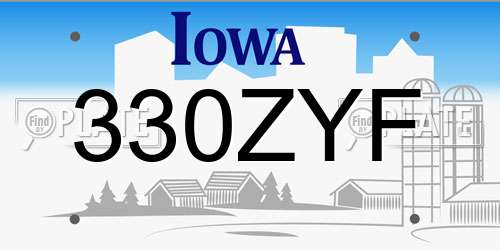 330ZYF Iowa License Plate