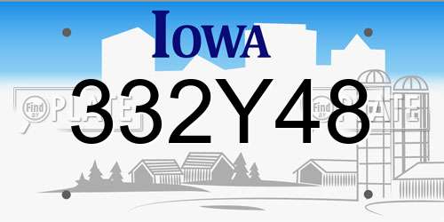 332Y48 Iowa License Plate