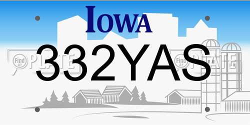 332YAS Iowa License Plate