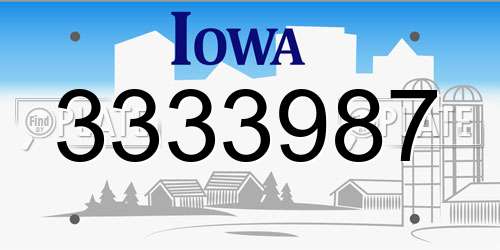 3333987 Iowa License Plate