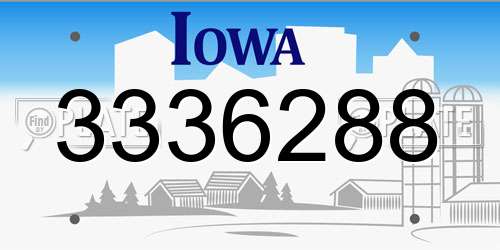 3336288 Iowa License Plate