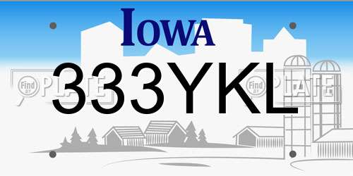 333YKL Iowa License Plate
