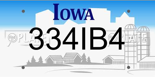 334IB4 Iowa License Plate