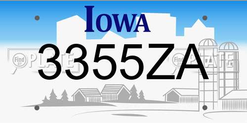3355ZA Iowa License Plate