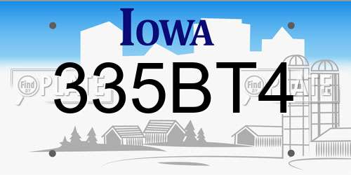 335BT4 Iowa License Plate