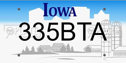 335BTA Iowa License Plate