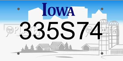 335S74 Iowa License Plate