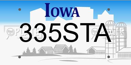 335STA Iowa License Plate