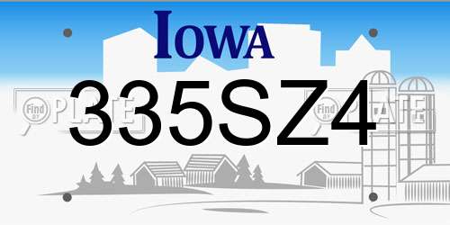 335SZ4 Iowa License Plate