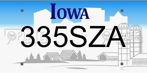335SZA Iowa License Plate