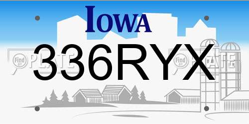 336RYX Iowa License Plate