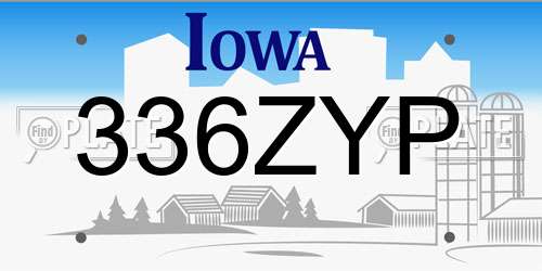 336ZYP Iowa License Plate