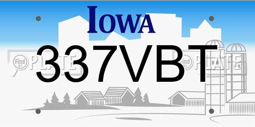 337VBT Iowa License Plate