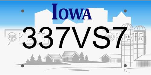 337VS7 Iowa License Plate
