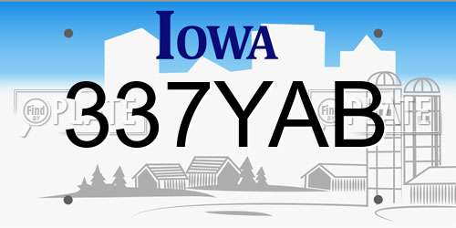 337YAB Iowa License Plate