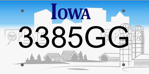 3385GG Iowa License Plate