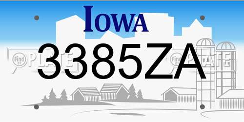 3385ZA Iowa License Plate