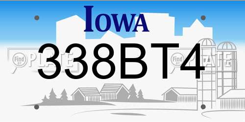 338BT4 Iowa License Plate