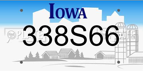 338S66 Iowa License Plate