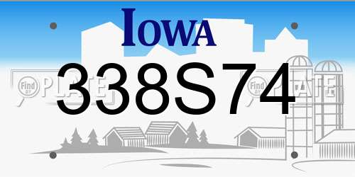 338S74 Iowa License Plate