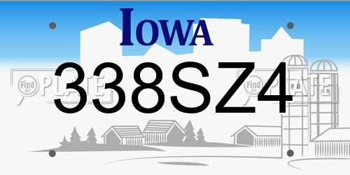 338SZ4 Iowa License Plate