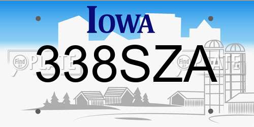 338SZA Iowa License Plate