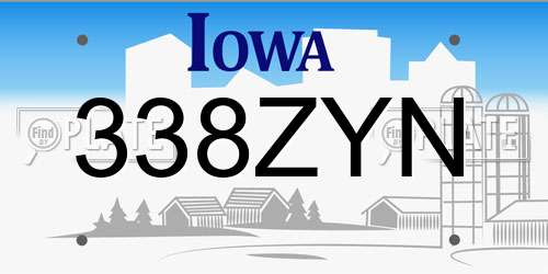 338ZYN Iowa License Plate