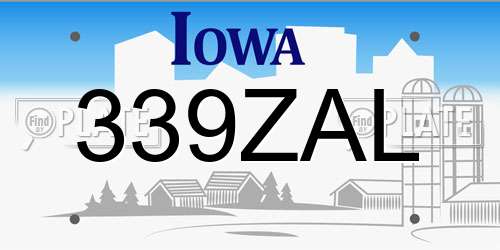 339ZAL Iowa License Plate
