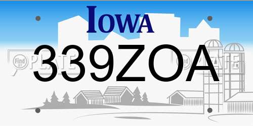 339ZOA Iowa License Plate