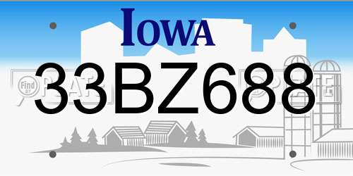 33BZ688 Iowa License Plate