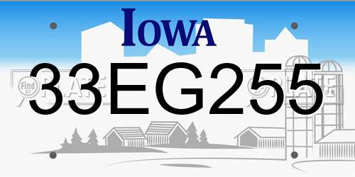 33EG255 Iowa License Plate