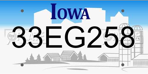 33EG258 Iowa License Plate