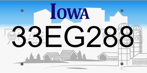 33EG288 Iowa License Plate