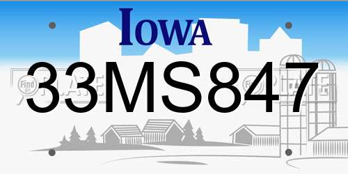 33MS847 Iowa License Plate