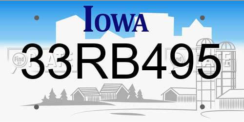 33RB495 Iowa License Plate