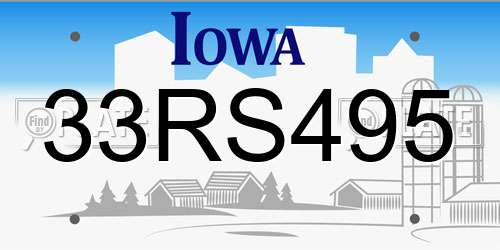 33RS495 Iowa License Plate