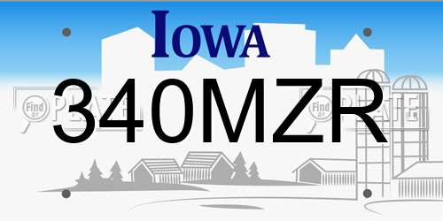 340MZR Iowa License Plate