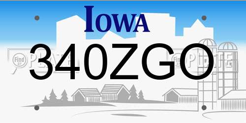 340ZGO Iowa License Plate