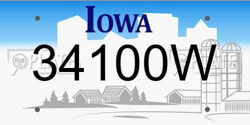 34100W Iowa License Plate