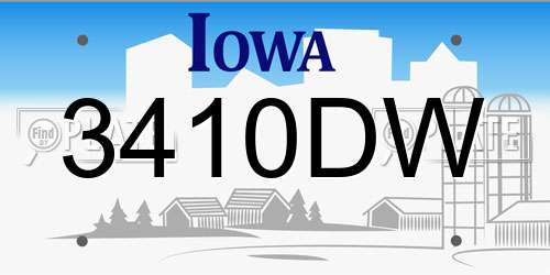 3410DW Iowa License Plate