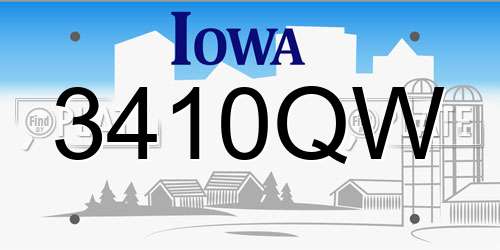 3410QW Iowa License Plate