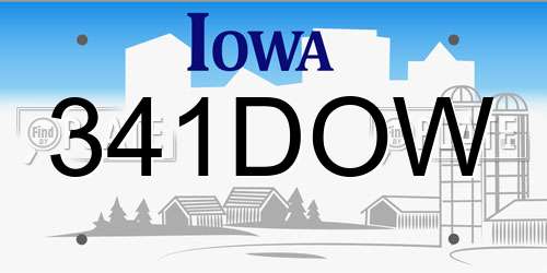 341DOW Iowa License Plate