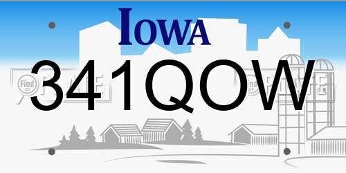 341QOW Iowa License Plate